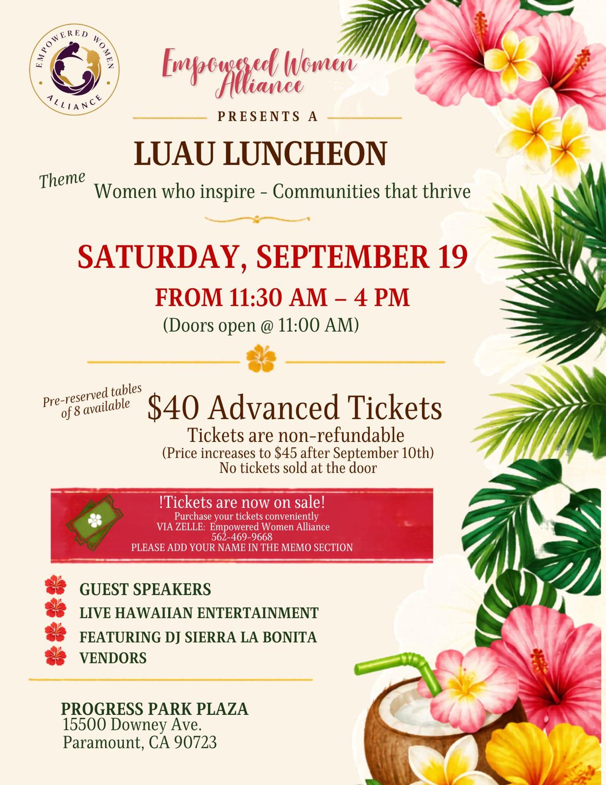 Luau Luncheon event flyer